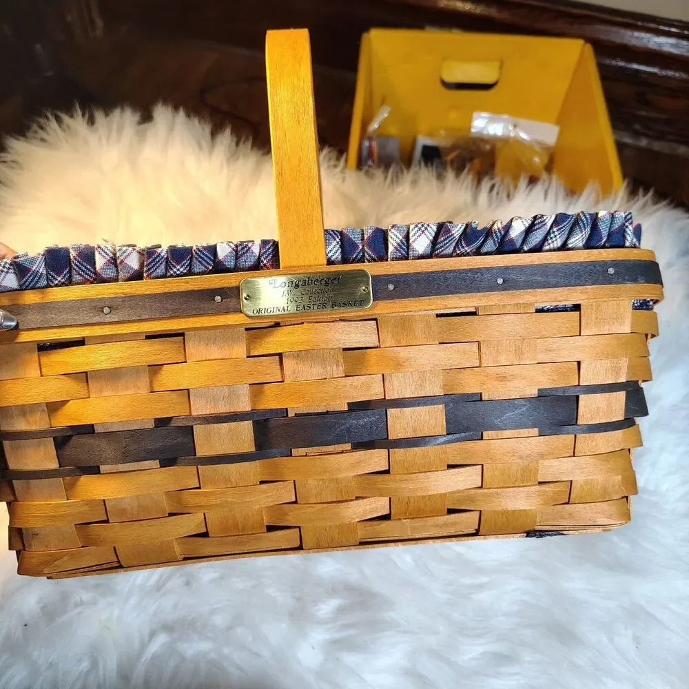 VTG Longaberger JW Collection Easter Basket 1993 Edition Liner Protector EUC